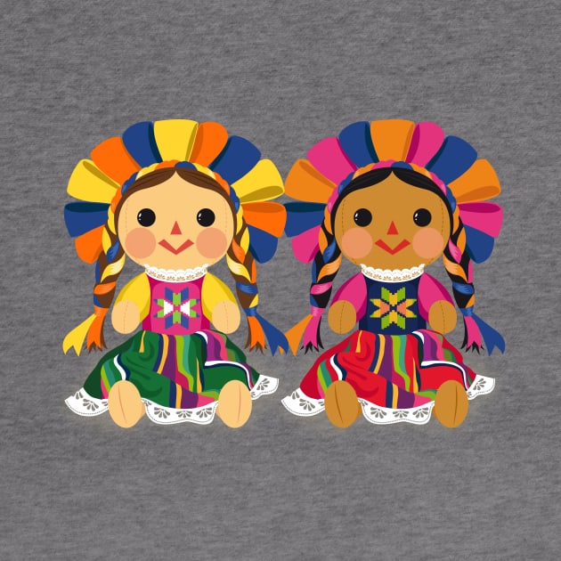 Mexican María Dolls. Mexican Otomi Dolls. Traditional Mexican Rag Dolls by Akbaly